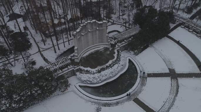 南京中山陵音乐台雪景航拍