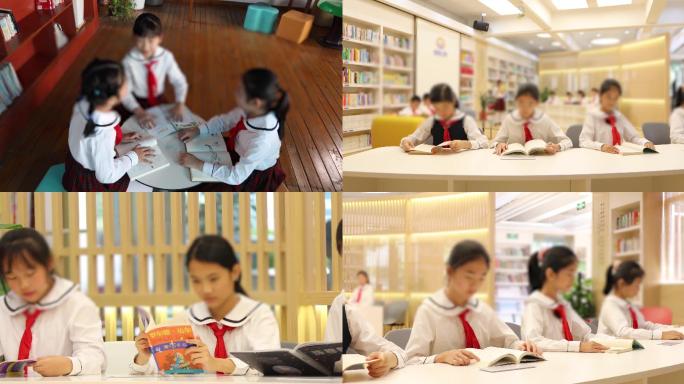 学生看书学校图书馆看书4k