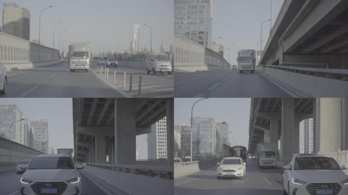 4K街道高架桥跟拍北京东二环