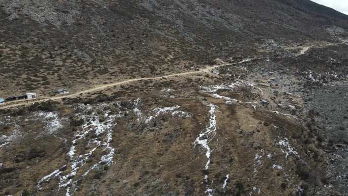 康定木格措部落大山树木航拍4K无调