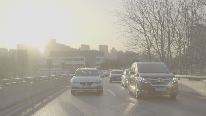 城市街道跟拍北京东二环车流