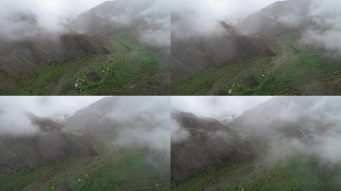 云蒸雾绕、烟雨蒙蒙祁连山(航拍)