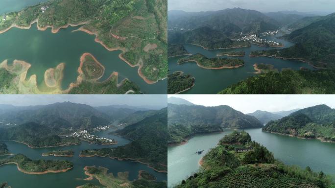 实拍生态茶园航拍绿水青山黄山毛峰原产地