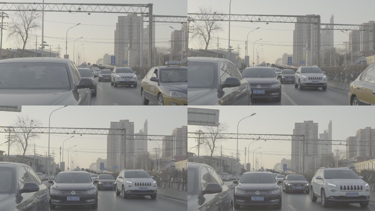 城市街道跟拍北京东二环车流