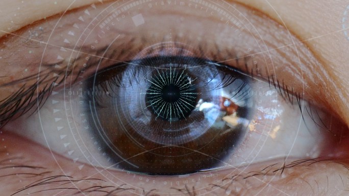 科幻眼睛特写科技感数字芯片视频