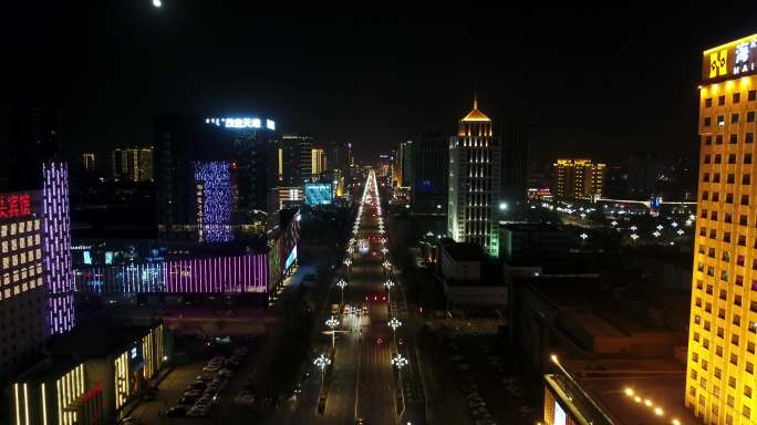 城市高楼夜景4K航拍