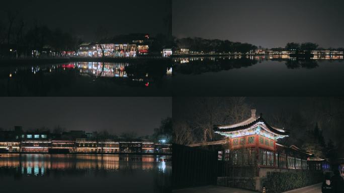 北京后海什刹海夜景荷花市场