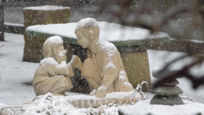 雪景春雪鹅毛大雪下雪高速镜头