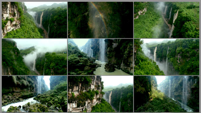 4K航拍贵州兴义马岭河大峡谷瀑布