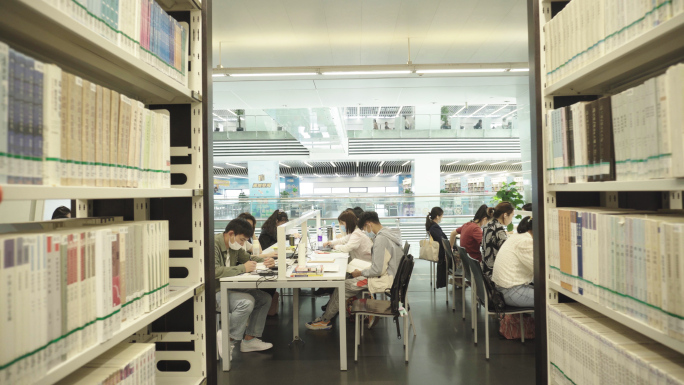 4K实拍广州图书馆看书阅读人群