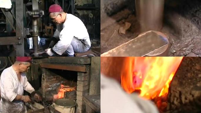 手工艺铁匠古法工艺打造打磨刀具淬火