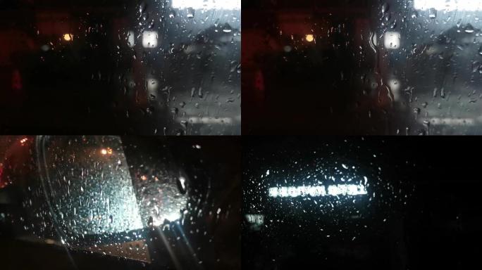 车窗外雨水玻璃外雨水