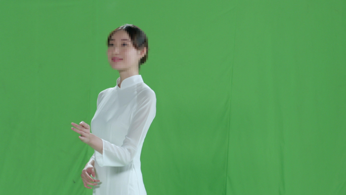 古风韵味中国风美女模特绿布抠像视频素材