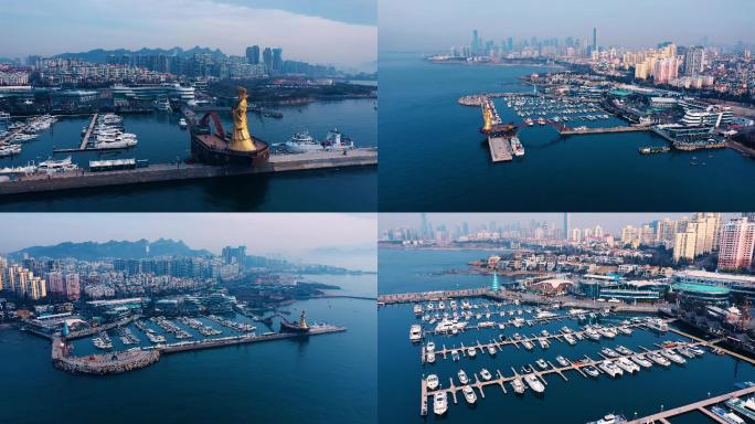 青岛银海大世界游艇码头视频素材