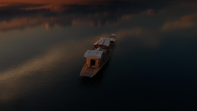 夕阳下的小船