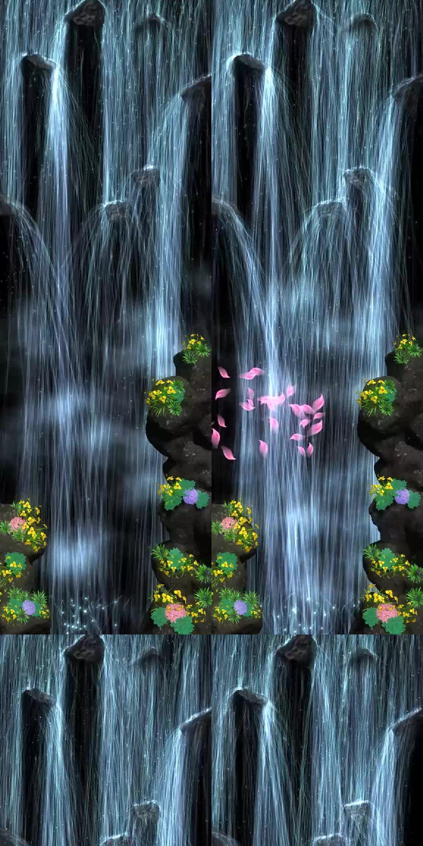 粒子岩石瀑布花朵互动投影