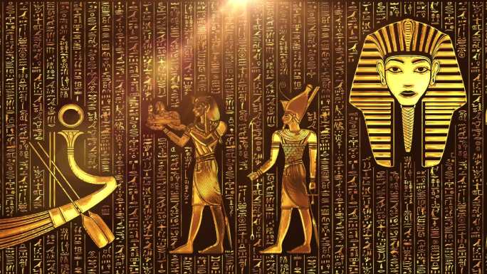 金色立体埃及壁画文字视频2