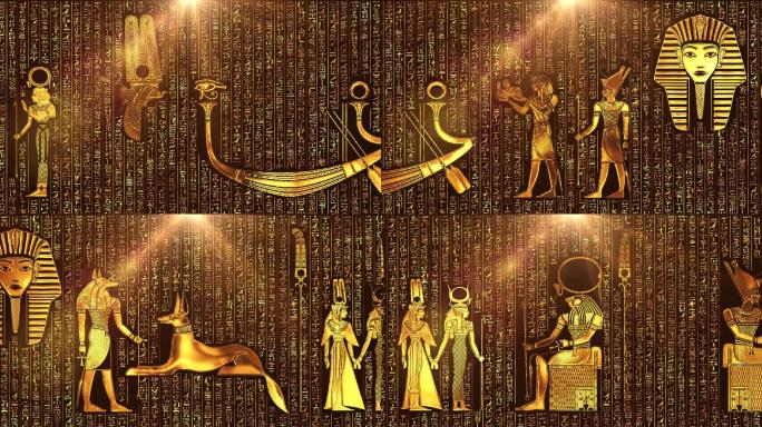 金色立体埃及壁画文字视频2
