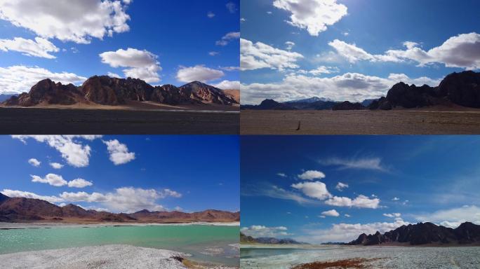 西藏219国道日土县的戈壁滩盐湖