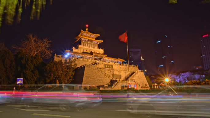 济南解放阁夜景延时