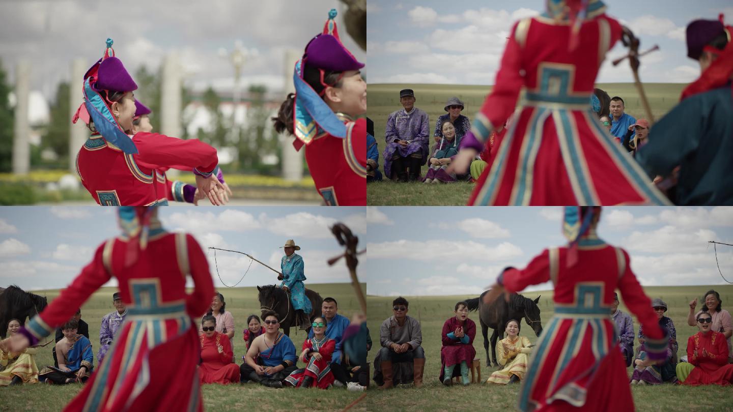 蒙古族草原舞者跳舞乌兰牧骑