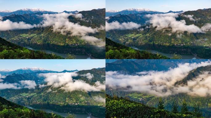 唯美大气高山峡谷雪山流云高清云雾延时