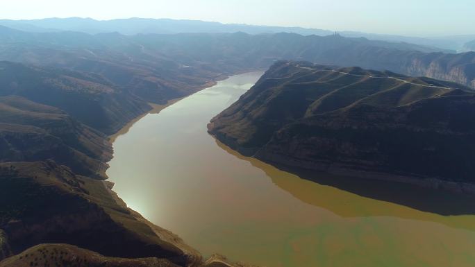 无人机航拍山西老牛湾旅游景区4K