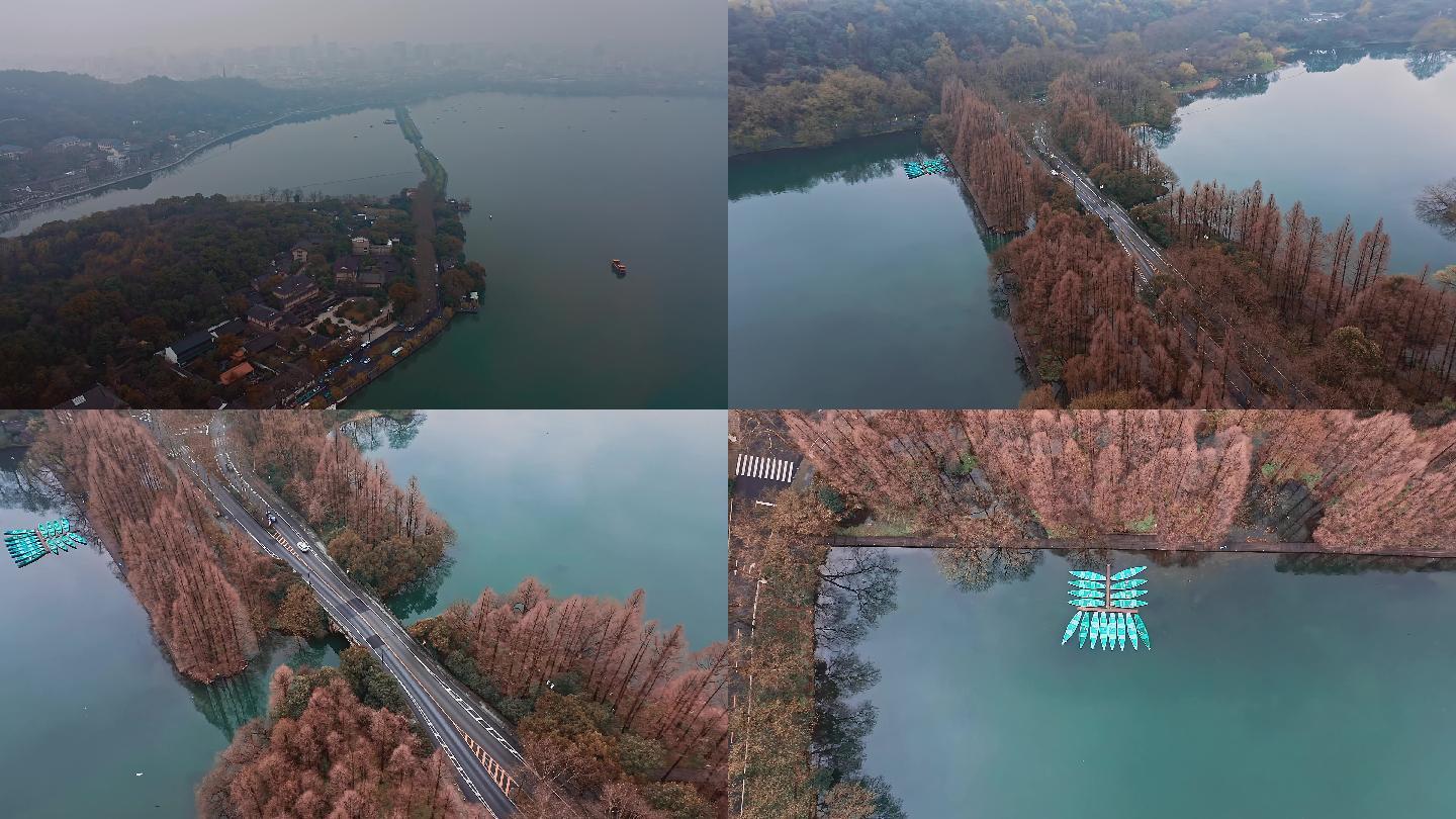 杭州西湖杨公堤隐秀桥4k航拍合集