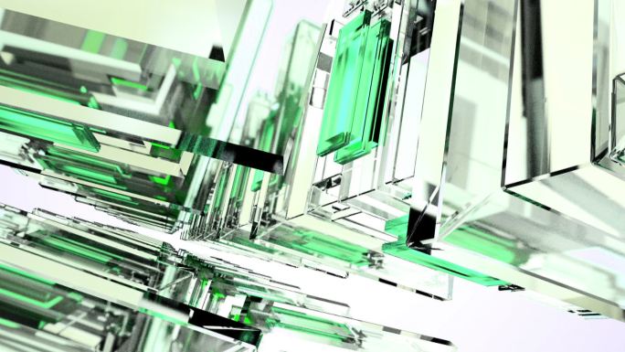 绿色抽象创意玻璃图形变化移动动画