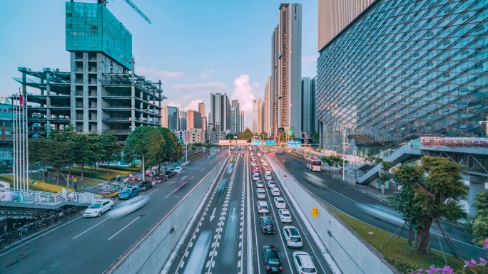 广州_金穗路_车流延时4k