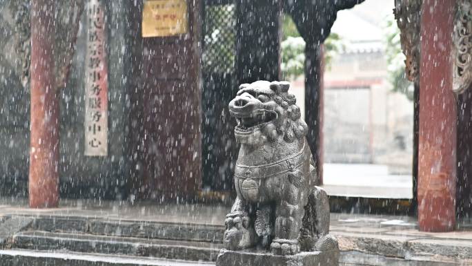 4K大同华严寺冬季院落雪景常规视频