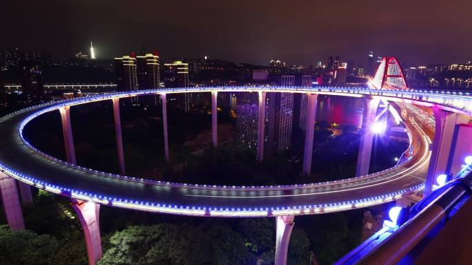 重庆苏家坝立交桥夜景延时摄影