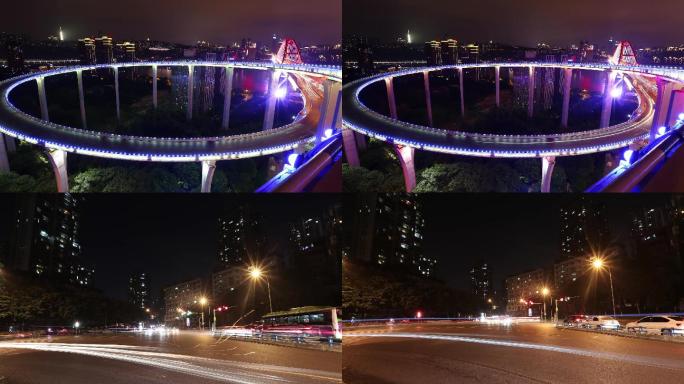 重庆苏家坝立交桥夜景延时摄影