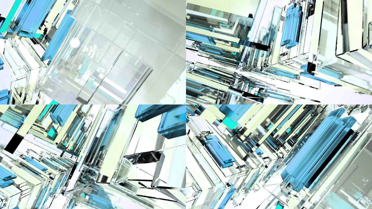 蓝色科技抽象创意玻璃动画