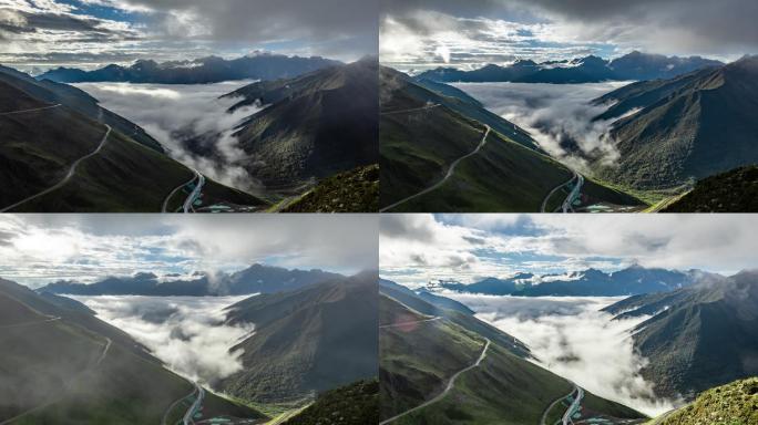 唯美壮观四川风光巴朗山云海涌动延时素材
