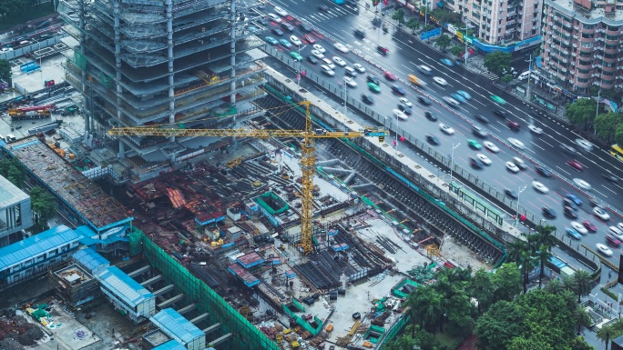 广州_雨后建设_高楼_车流延时4K