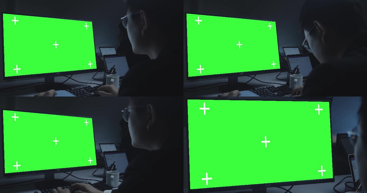 4K办公电脑绿幕替换屏幕