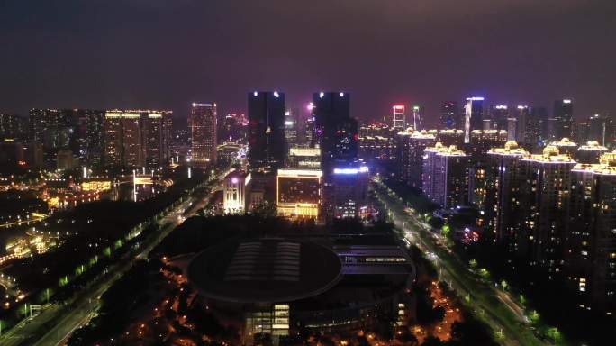 佛山南海千灯湖夜景航拍