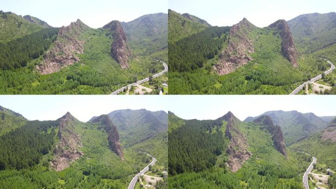 航拍马鞍山形山峰美景