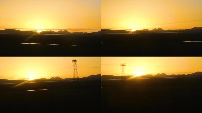 去往西藏的火车上拍摄的日出
