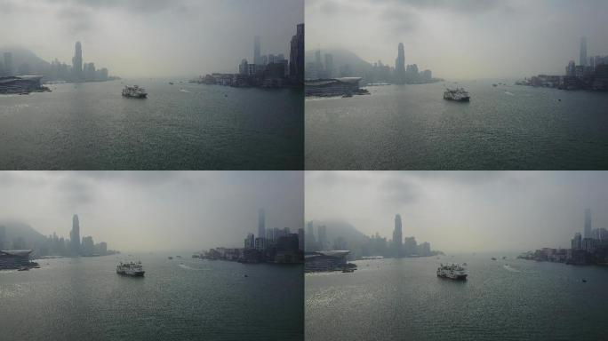 香港航拍维多利亚港国际会议中心