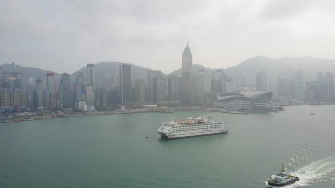 香港航拍维多利亚港国际会议中心