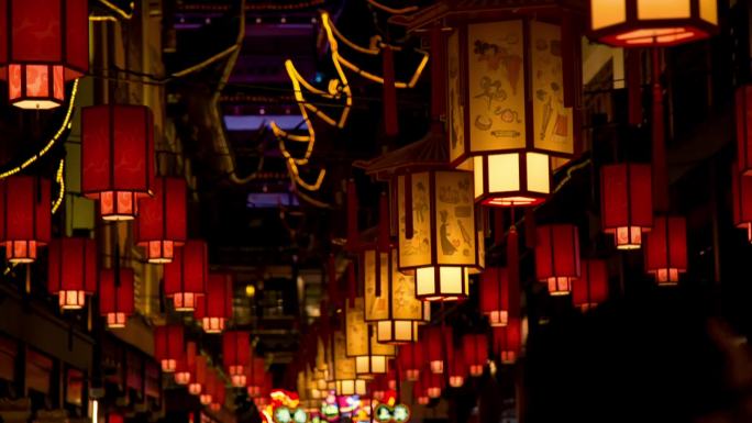 上海豫园城隍庙夜市高清实拍