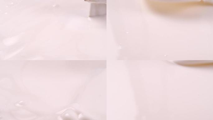 牛奶翻滚牛奶漩涡牛奶特写镜头