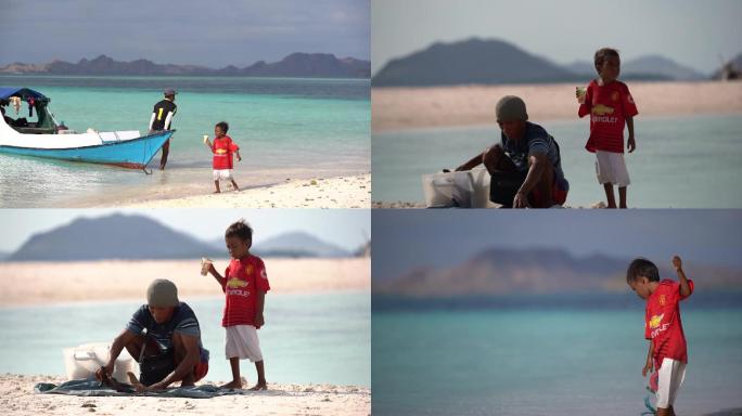 印尼科莫多群岛的摆摊父子素材包