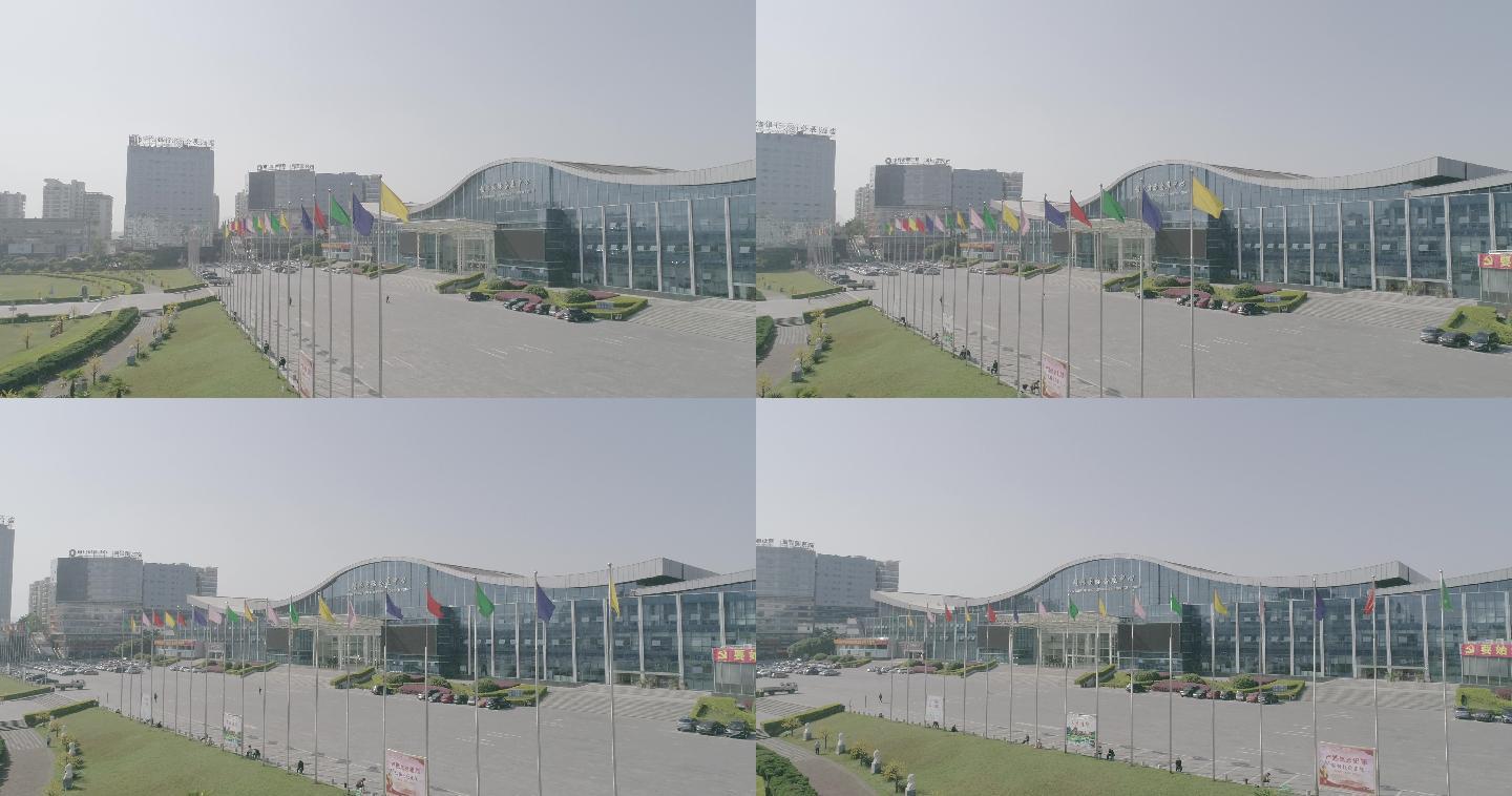 4K航拍桂林国际会展中心甲天下广场
