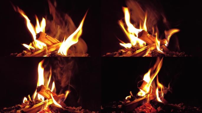 燃烧木头火苗火焰