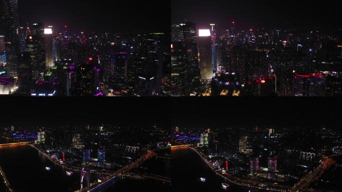 广州夜景珠江新城航拍