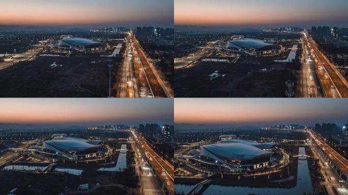 宁波奥体中心航拍4K夜景
