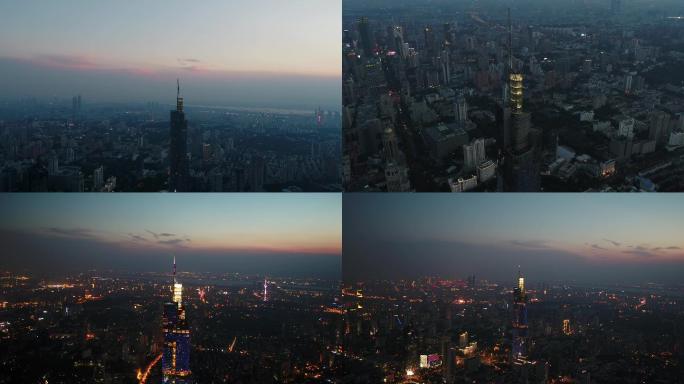 南京紫峰夜景航拍素材